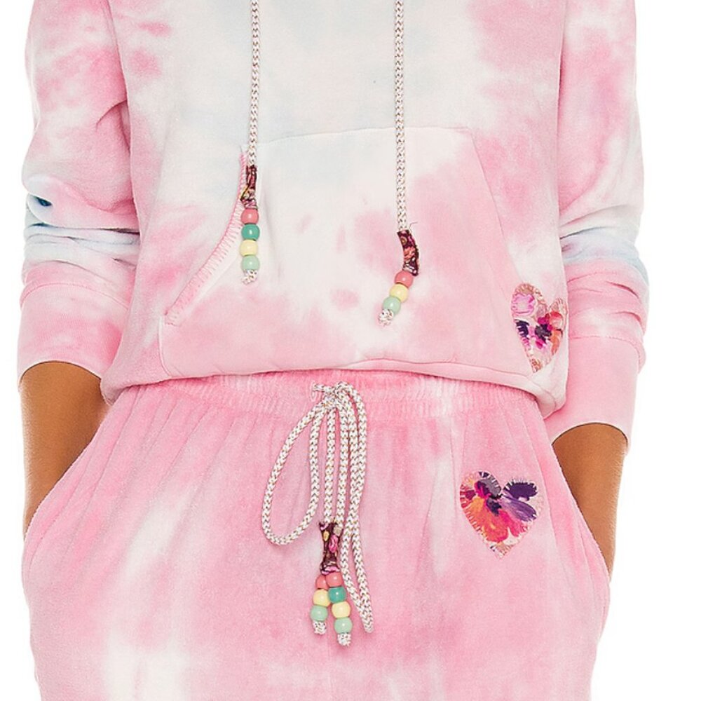 LOVESHACKFANCY Pink Tie-Dye Hoodie Terry Kirby Santinella Joggers Pants Set